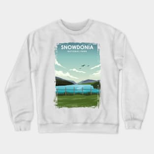 Snowdonia National Park Wales UK Travel Poster Crewneck Sweatshirt